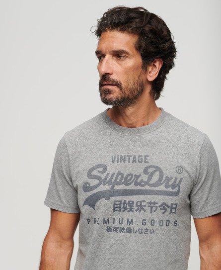 Superdry Men’s Classic Heritage T-Shirt Grey / Ash Grey Marl - Size: L