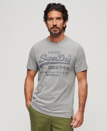 Superdry Men’s Classic Heritage T-Shirt Grey / Ash Grey Marl - Size: Xxl
