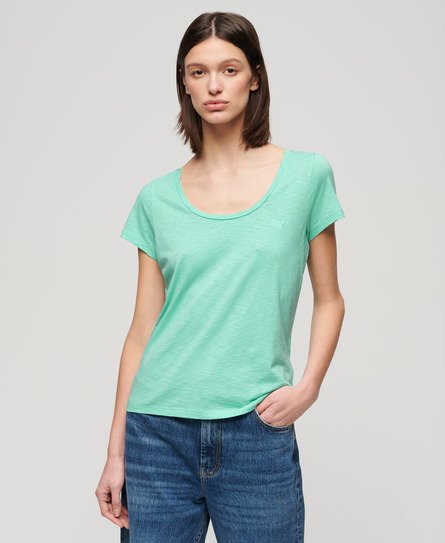 Superdry Women’s Studios Scoop Neck T-Shirt Green / Fluro Mint - Size: 8