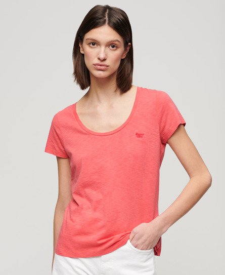 Superdry Women’s Studios Scoop Neck T-Shirt Pink / Sugar Coral - Size: 12