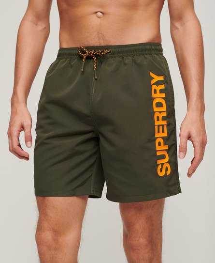 Superdry Men’s Sport Graphic 17-inch Recycled Swim Shorts Khaki / Army Khaki - Size: M