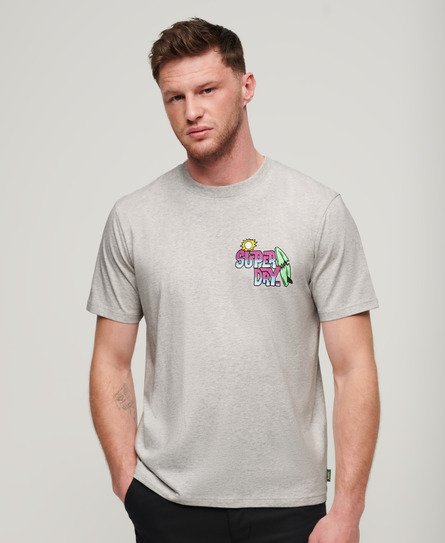 Superdry Mannen Neon Travel T-shirt met Losse Pasvorm Lichtgrijs