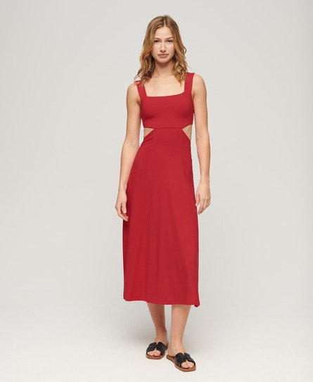 Superdry Women’s Jersey Cutout Midi Dress Red / Tango Red - Size: 12