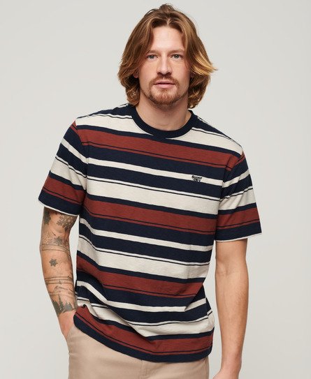 Superdry Men’s Relaxed Stripe T-Shirt Navy / Navy Stripe - Size: L