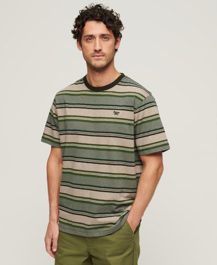 Superdry Men’s Relaxed Stripe T-Shirt Green / Green Stripe - Size: S
