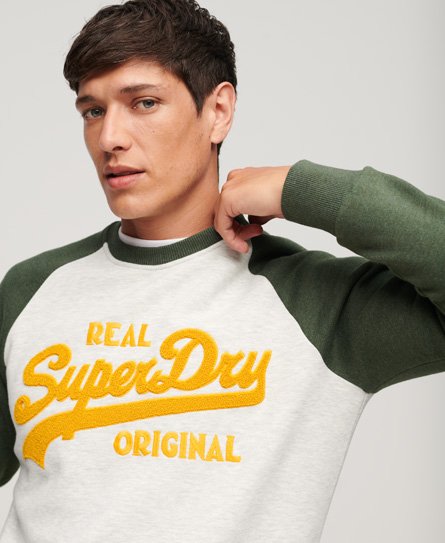 Mens - Athletic Vintage Logo Raglan Crew Sweatshirt in Glacier 