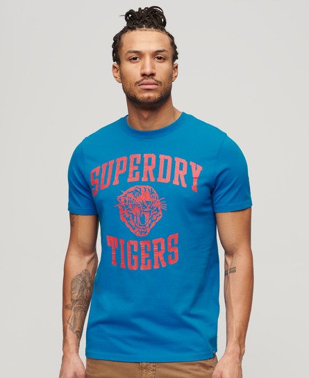 Superdry Men’s Track & Field Athletic Graphic T-Shirt Blue / Super Denby Blue - Size: L