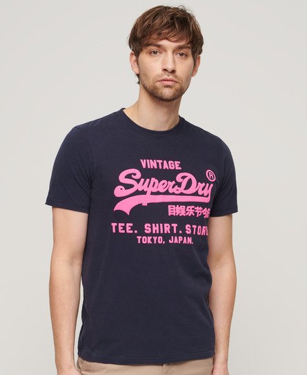 Superdry Men’s Neon Vintage Logo T-Shirt Navy / French Navy - Size: S