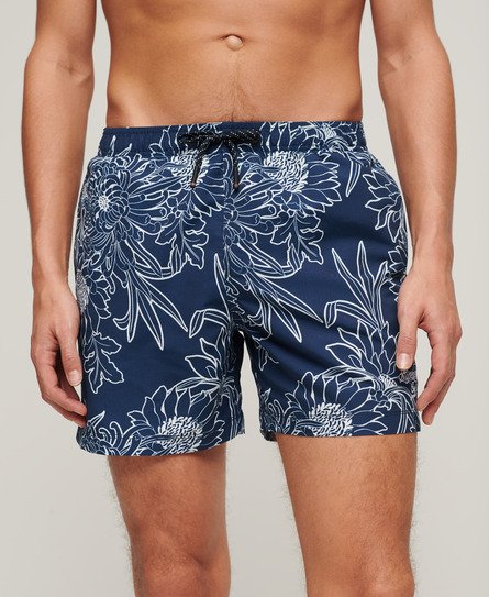 Superdry Men’s Printed 15-inch Recycled Swim Shorts Blue / Blue Chrysanthemum Print - Size: Xxl