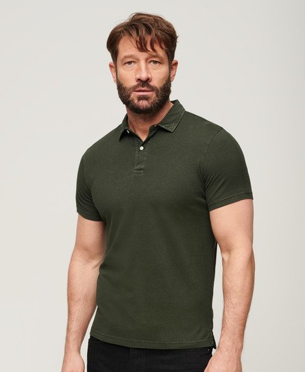 Superdry Men’s Jersey Polo Shirt Green / Surplus Goods Olive Green - Size: M