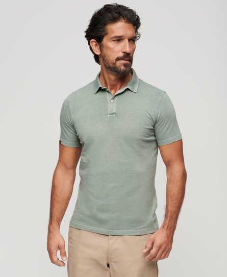 Superdry Men’s Jersey Polo Shirt Green / Desert Sage Green - Size: M