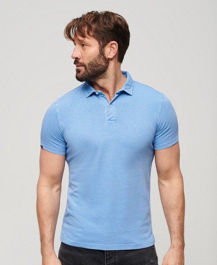Superdry Men’s Jersey Polo Shirt Blue / Bluebell - Size: Xxl