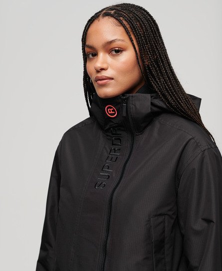 Superdry Women’s Hooded Embroidered SD Windbreaker Jacket Black - Size: 8