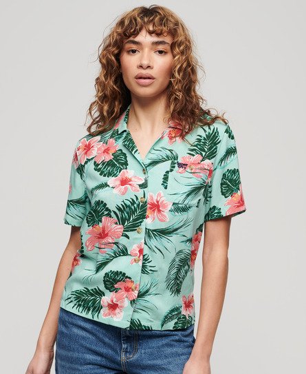 Superdry Women’s Beach Resort Shirt Green / Luna Rose Mint - Size: 16