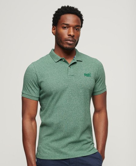 Superdry Men’s Classic Pique Polo Shirt Green / Bright Green Grit - Size: M