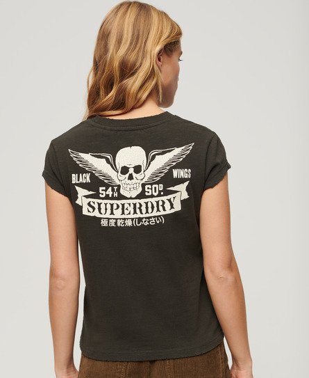 Superdry Ladies Retro Rocker Short Sleeve T Shirt, Green, Size: 8