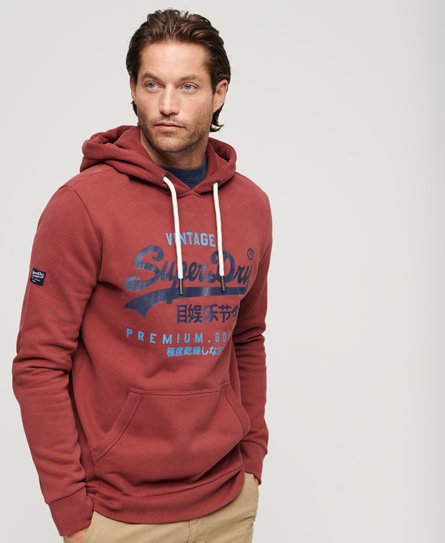 Superdry Men’s Classic Vintage Logo Heritage Hoodie Red / New Port - Size: S