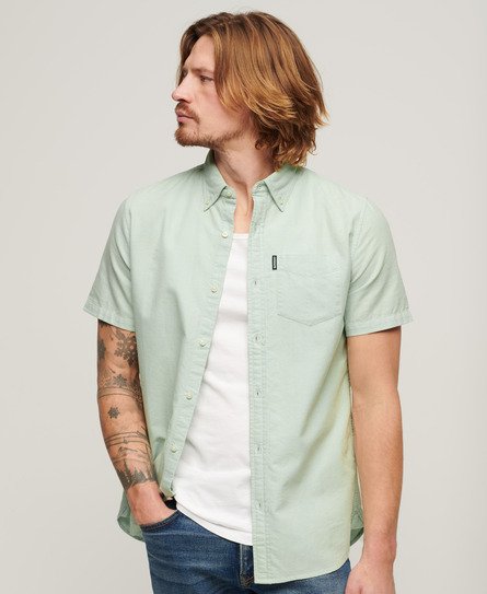 Superdry Men’s Oxford Short Sleeve Shirt Light Green - Size: Xxl