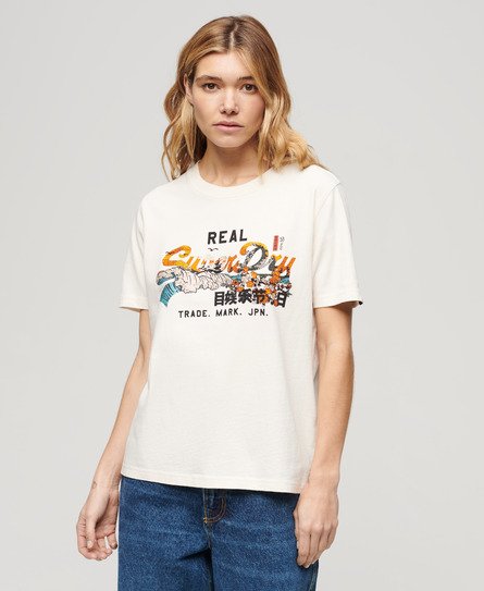 Superdry Women’s Tokyo Relaxed T-Shirt Cream - Size: 10