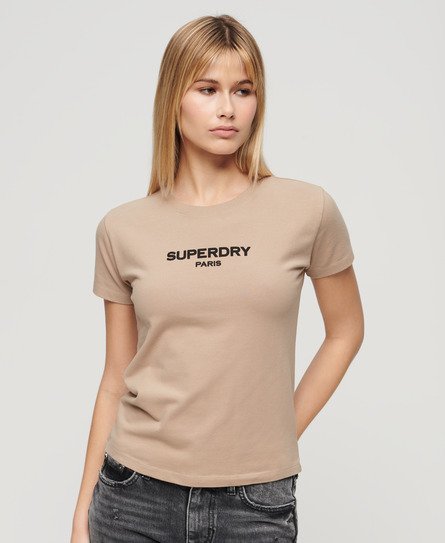 Superdry Women’s Sport Luxe Logo Fitted Cropped T-Shirt Light Grey / Warm Grey - Size: 10
