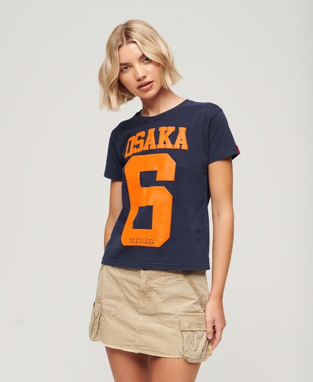 Superdry Women’s Osaka 6 Puff Print T-Shirt Navy / Rich Navy - Size: 16