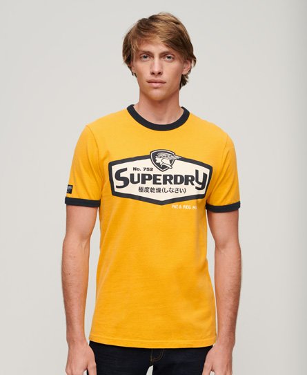 Superdry Men’s Core Logo American Classic Ringer T-Shirt Gold / Utah Gold/Eclipse Navy - Size: M
