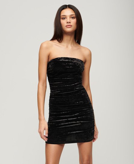 Superdry Women’s Velvet Bandeau Mini Dress Black - Size: 12
