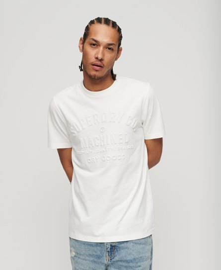 Superdry Men’s Embossed Workwear Graphic T-Shirt Cream / Ecru - Size: S