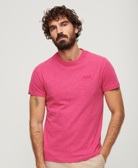 Superdry Men’s Organic Cotton Essential Logo T-Shirt Pink / Magenta Marl - Size: Xxxl
