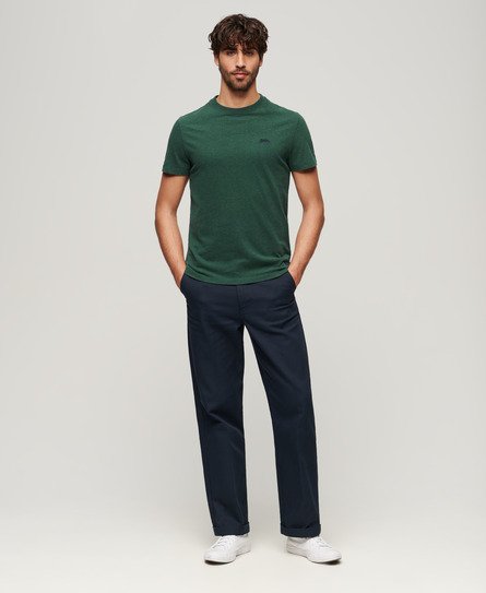 Men's - Organic Cotton Essential Small Logo T-Shirt in Buck Green Marl