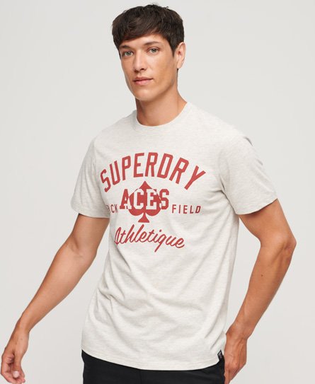 Superdry Men’s Athletic College Graphic T-shirt Grey / Birut Grey Marl - Size: M