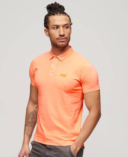 Essential Jersey-Polohemd mit neonfarbenem Logo