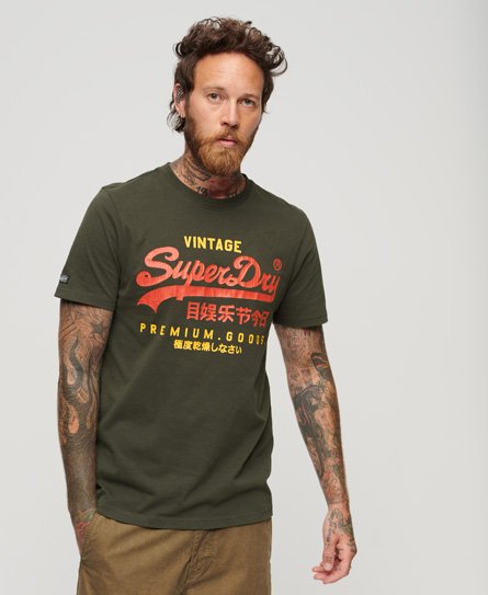 Superdry Men’s Classic Vintage Logo Heritage T-Shirt Dark Grey / Washed Black - Size: L