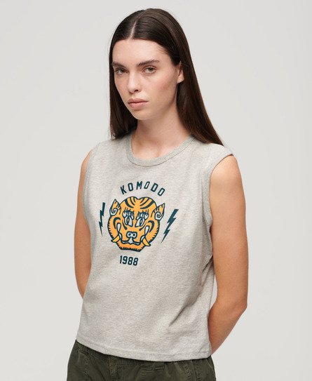 Dopasowana koszulka bez rękawów Superdry x Komodo Tiger