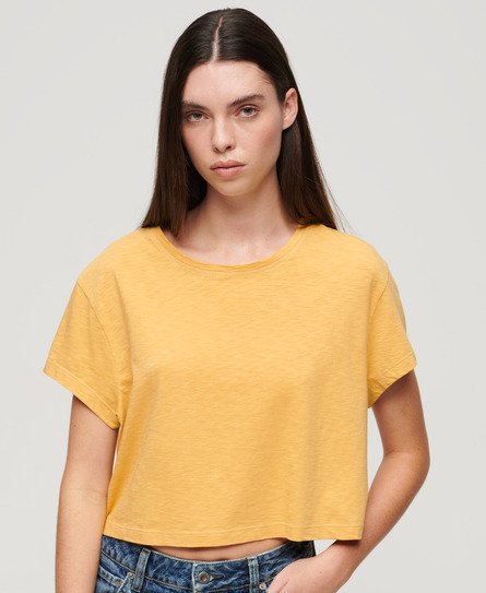 Superdry Women's Slouchy Cropped T-Shirt Yellow / Sauterne Yellow