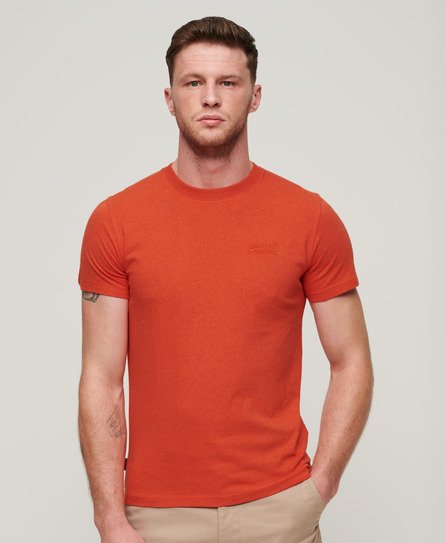 Superdry Men’s Organic Cotton Essential Logo T-Shirt Orange / Bright Orange Marl - Size: S