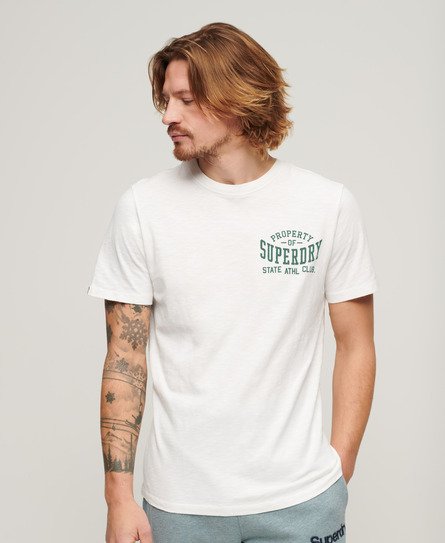 Superdry Herren Athletic College T-Shirt mit Grafik Weiß