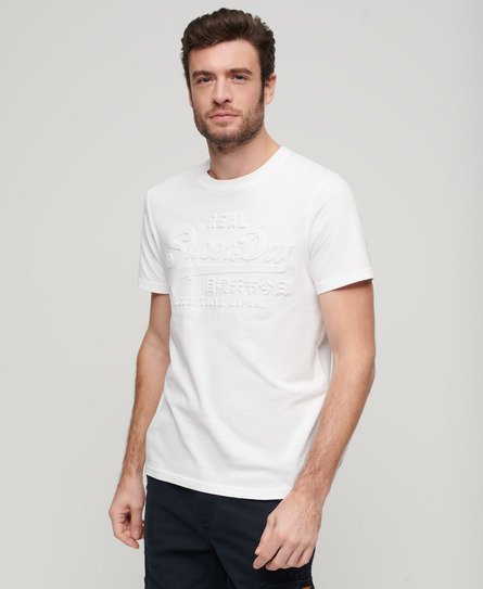 Superdry Homme T-shirt Vintage Logo en Relief Blanc
