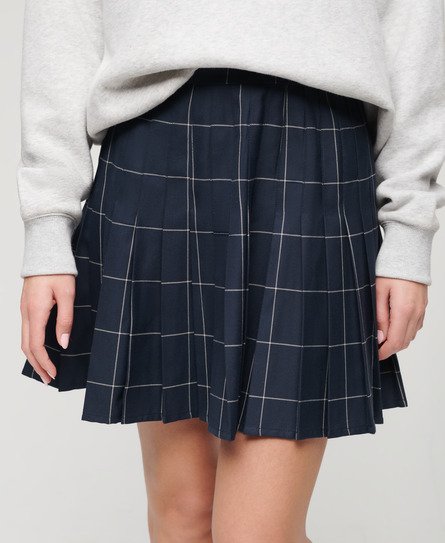 Superdry Women’s Vintage Pleated Mini Skirt Navy / Vintage Navy Check - Size: 16
