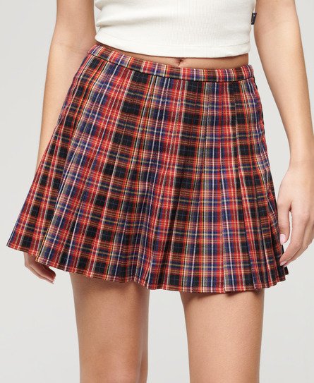 Mid Rise Check Mini Skirt