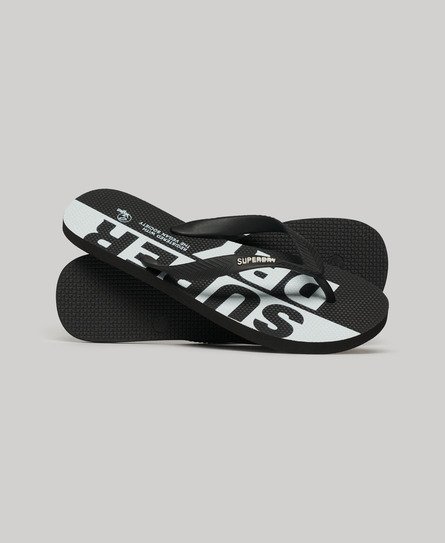 Superdry Men’s Logo Vegan Flip Flops Black/White / Optic/black - Size: 6-7