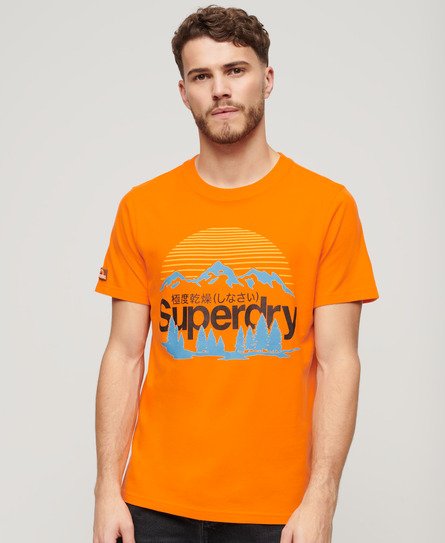 Superdry Mens Classic Great Outdoors Graphic T-Shirt, Orange