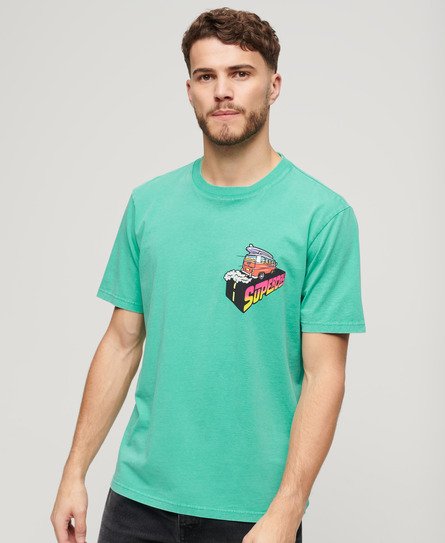 Men’s Neon Travel Chest Loose T-Shirt Green / Cool Green - Size: L -Superdry