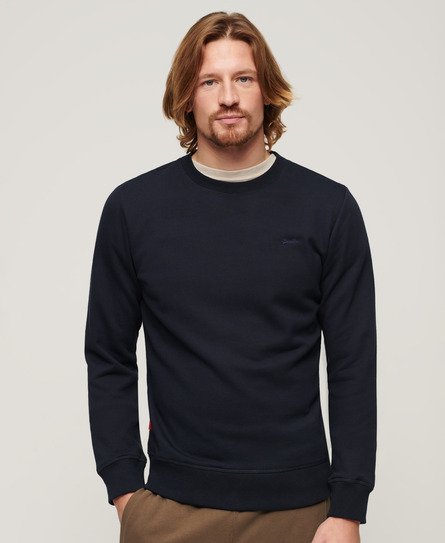 Superdry Mannen Essential Logo Sweatshirt met Ronde Hals Blauw