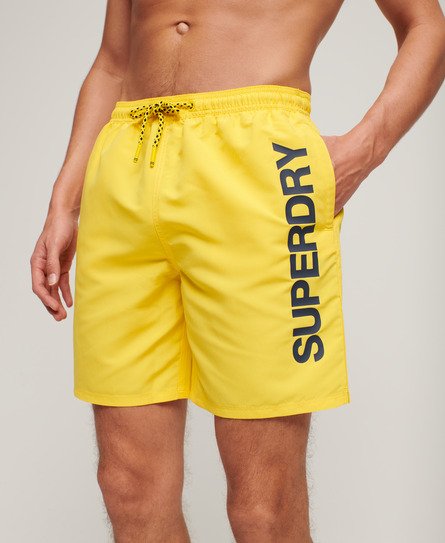 Superdry Men's Sport Graphic 17-inch Recycled Swim Shorts Yellow / Cyber Yellow