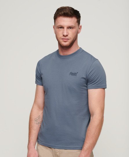 Superdry Men's Organic Cotton Essential Logo Embroidered T-Shirt Blue / Heritage Washed Blue