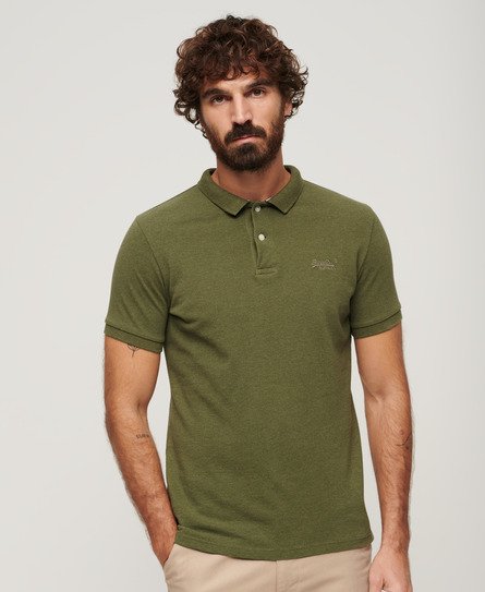 Superdry Men’s Classic Pique Polo Shirt Green / Thrift Olive Marl - Size: L