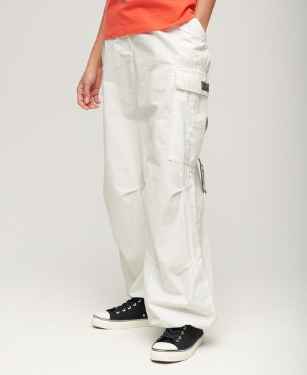 Superdry Femme Pantalon Baggy Parachute Blanc