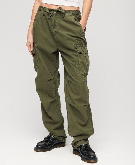 Superdry Women’s Low Rise Parachute Cargo Pants Green / Olive Night Green - Size: 30/30