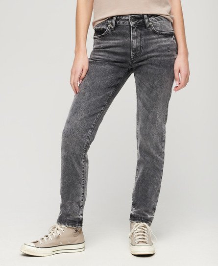 Superdry Women’s Organic Cotton Mid Rise Slim Jeans Black / Echo Black - Size: 27/30